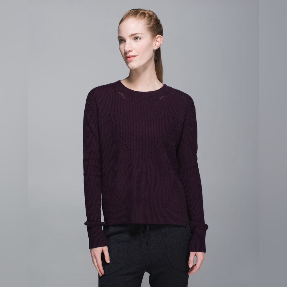 🍒 CHIC + COZY!! 💜 EUC Lululemon Seva Sweater | Sz 6 | Black Cherry | Retail $106